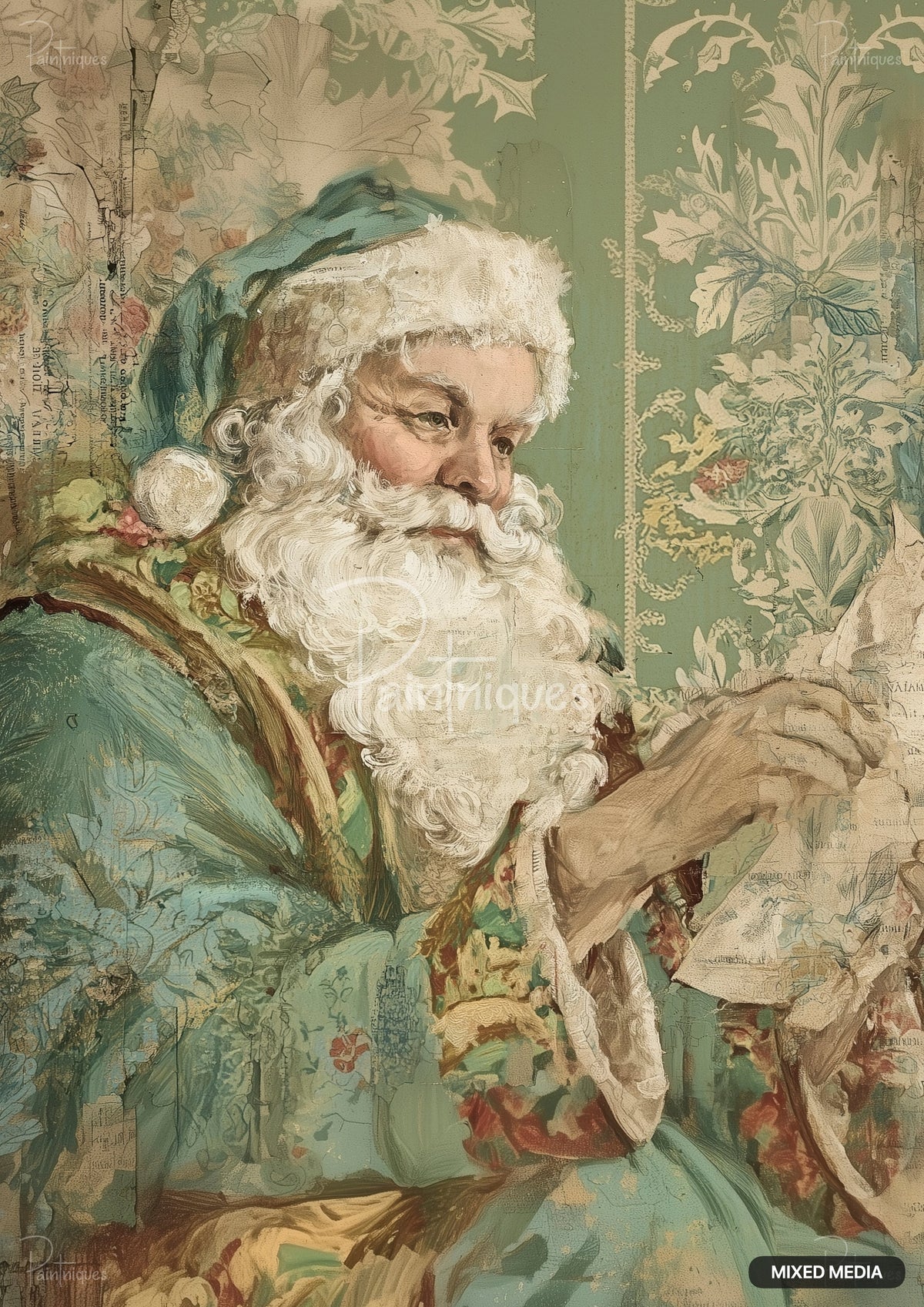 Original artwork "naughty or nice list decoupage paper" printed on a decoupage tissue paper
