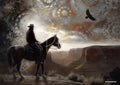Original artwork "southwestern cowboy horse at canyon decoupage paper" printed on a decoupage tissue paper